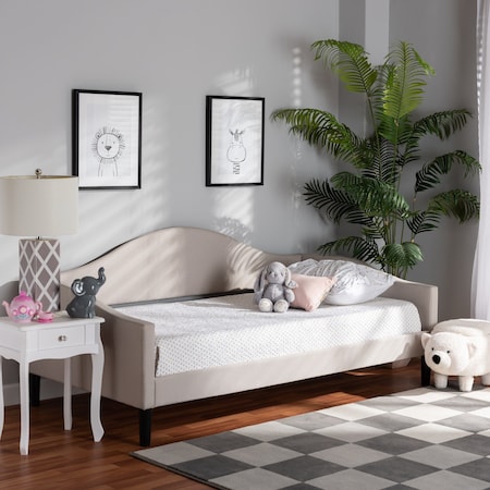 Baxton Studio Milligan ModernBeige Fabric Upholstered and Dark Brown Finished Wood Twin Size Daybed 200-12561-ZORO